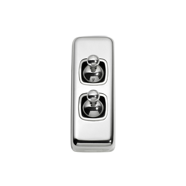 Chrome Plated White Double Switch